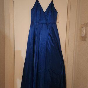 David's Bridal Deep V-Neck A-Line Long Dress